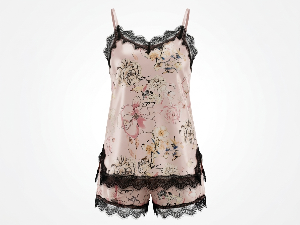 Nuisette satin fleurie